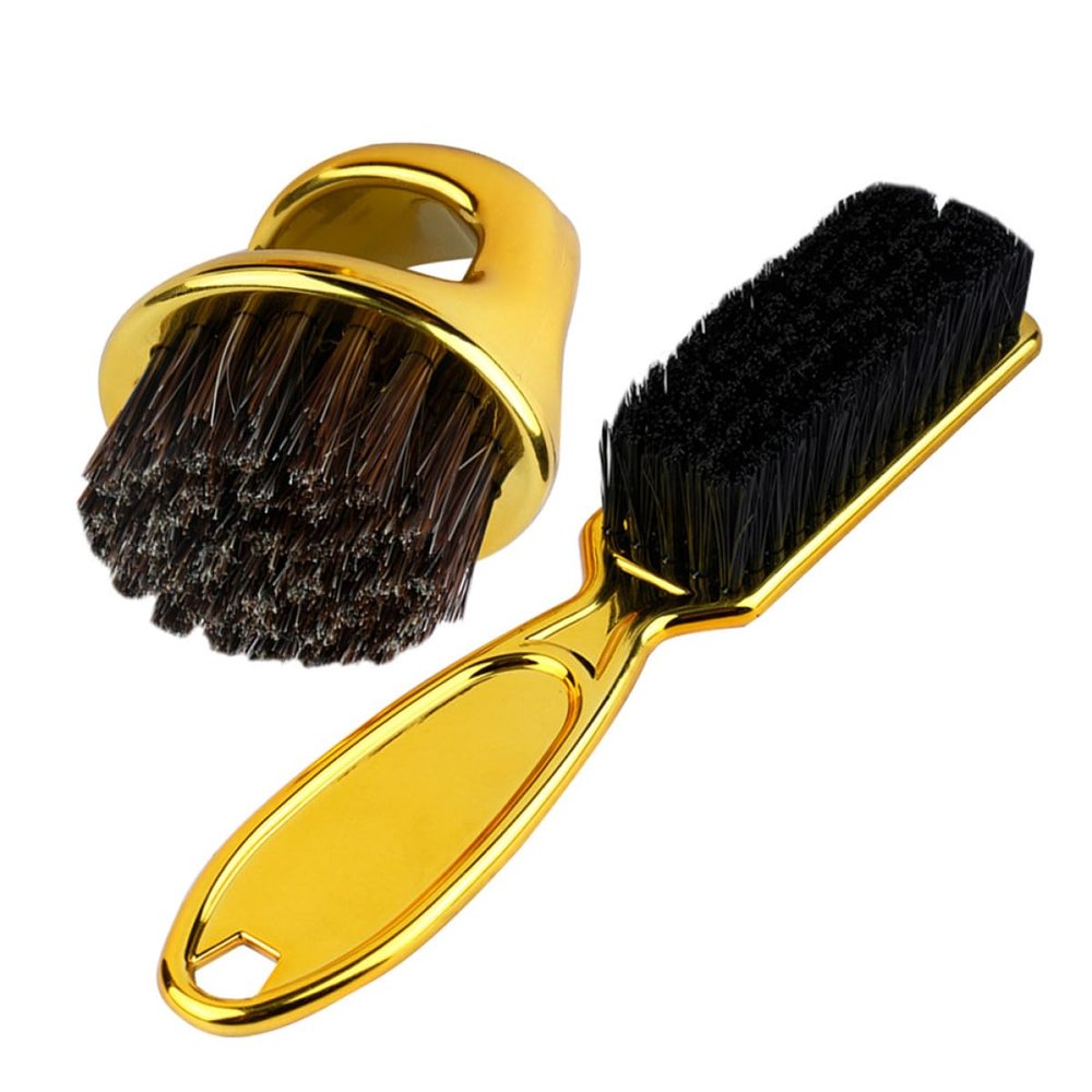 Gold-Tone Neck Dust Brush with Ring Handle for Beard and Hair