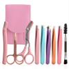 LOLANIUT 9-Piece Stainless Steel Tweezer and Beauty Tool Set, Pink view 1