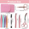 LOLANIUT 9-Piece Stainless Steel Tweezer and Beauty Tool Set, Pink view 2
