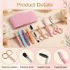 LOLANIUT 9-Piece Stainless Steel Tweezer and Beauty Tool Set, Pink view 3