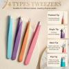 LOLANIUT 9-Piece Stainless Steel Tweezer and Beauty Tool Set, Pink view 4