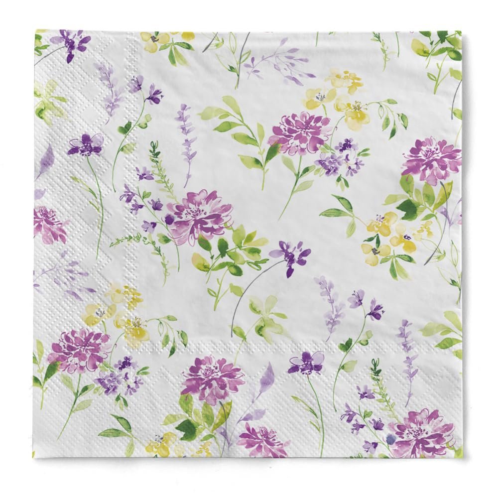 Mank Esther 3-Ply Paper Napkins, 100 Count, 40 x 40 cm or 33 x 33 cm, Soft and Tear-Resistant, Floral Design, Premium Disposable Napkins for Parties and Weddings (33 x 33 cm)