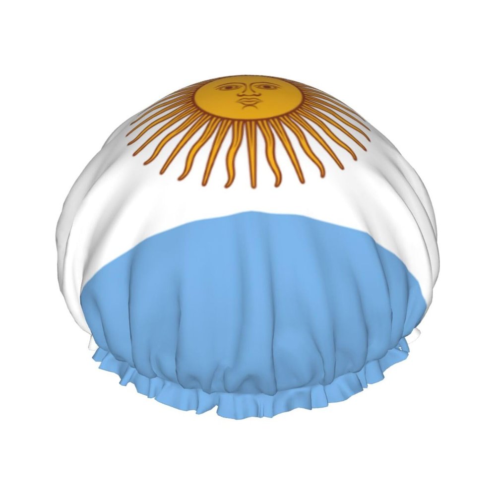 Argentine Flag Shower Cap, Large, Washable, Elastic Band