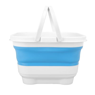 ERYUE Foldable Bath Toy Organizer with Removable Base, White and Blue