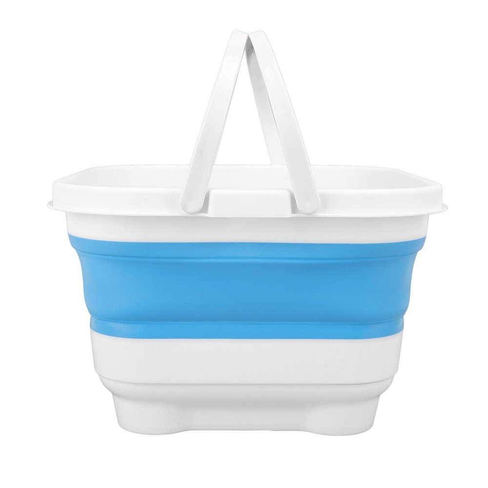 ERYUE Foldable Bath Toy Organizer with Removable Base, White and Blue