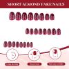 Zimocepuz Medium Almond Press-On Nails, White Dots & Burgundy Design, Reusable view 4
