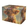 Cute Highland Cow Flower Dog Crate Cover with Roll-Up Sides view 1