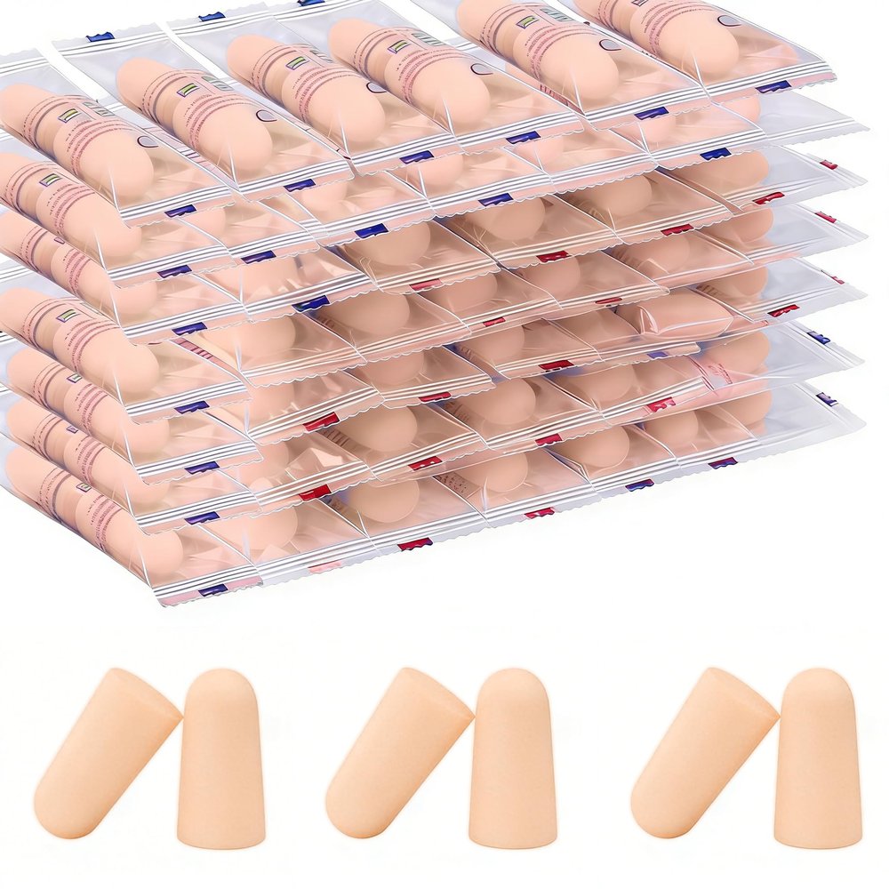 60 Pairs Foam Earplugs for Sleeping, 38 dB SNR Noise Reduction, Pink