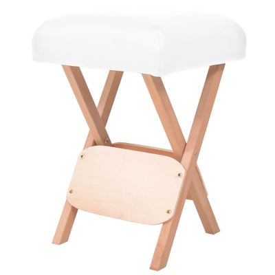 Mokuyary Massage Folding Stool, 12 cm Thick Seat, White Hairdressing and Cosmetic Stool