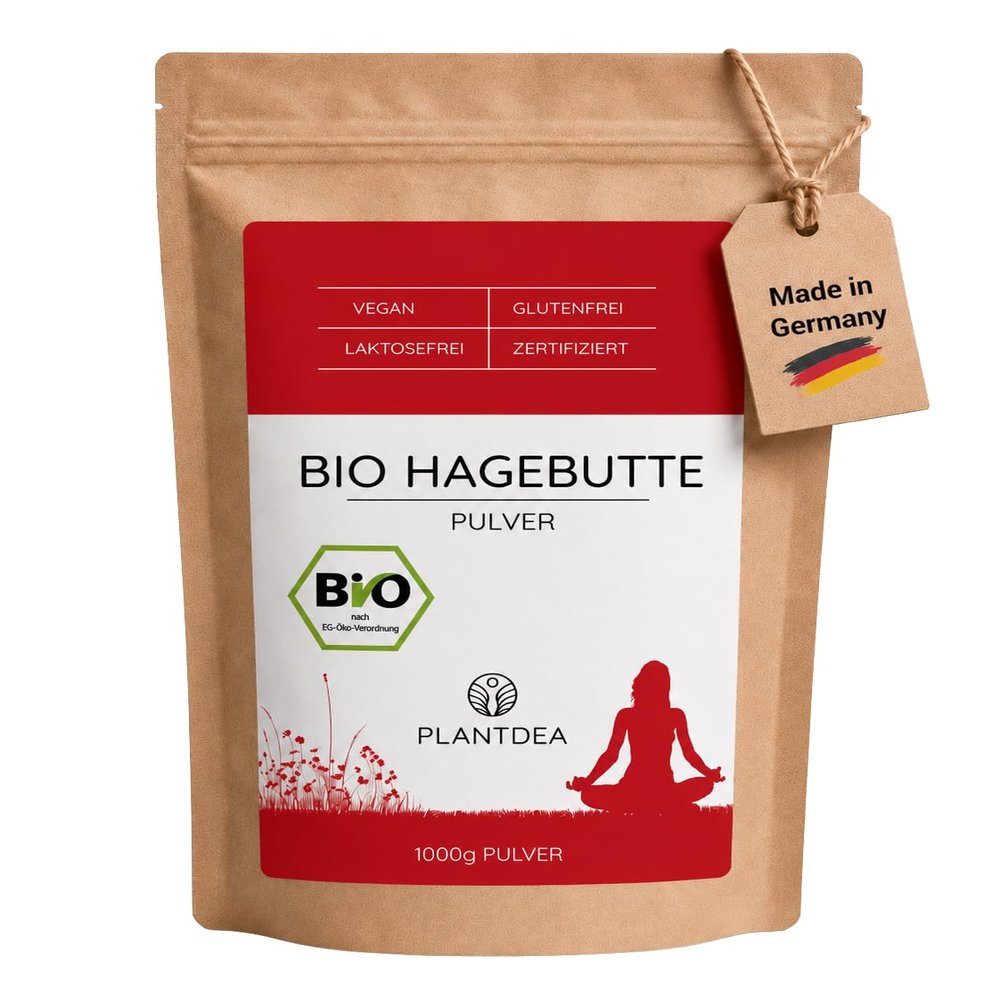 PlantDEA Organic Rosehip Powder 1,000 g | Raw Food Quality | Finely Ground Whole Rosehips | Vegan