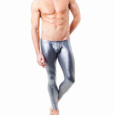 Vhersily 2026 Men's Faux Leather Leggings, Shiny Nylon Tights, Elastic Clubwear for Disco