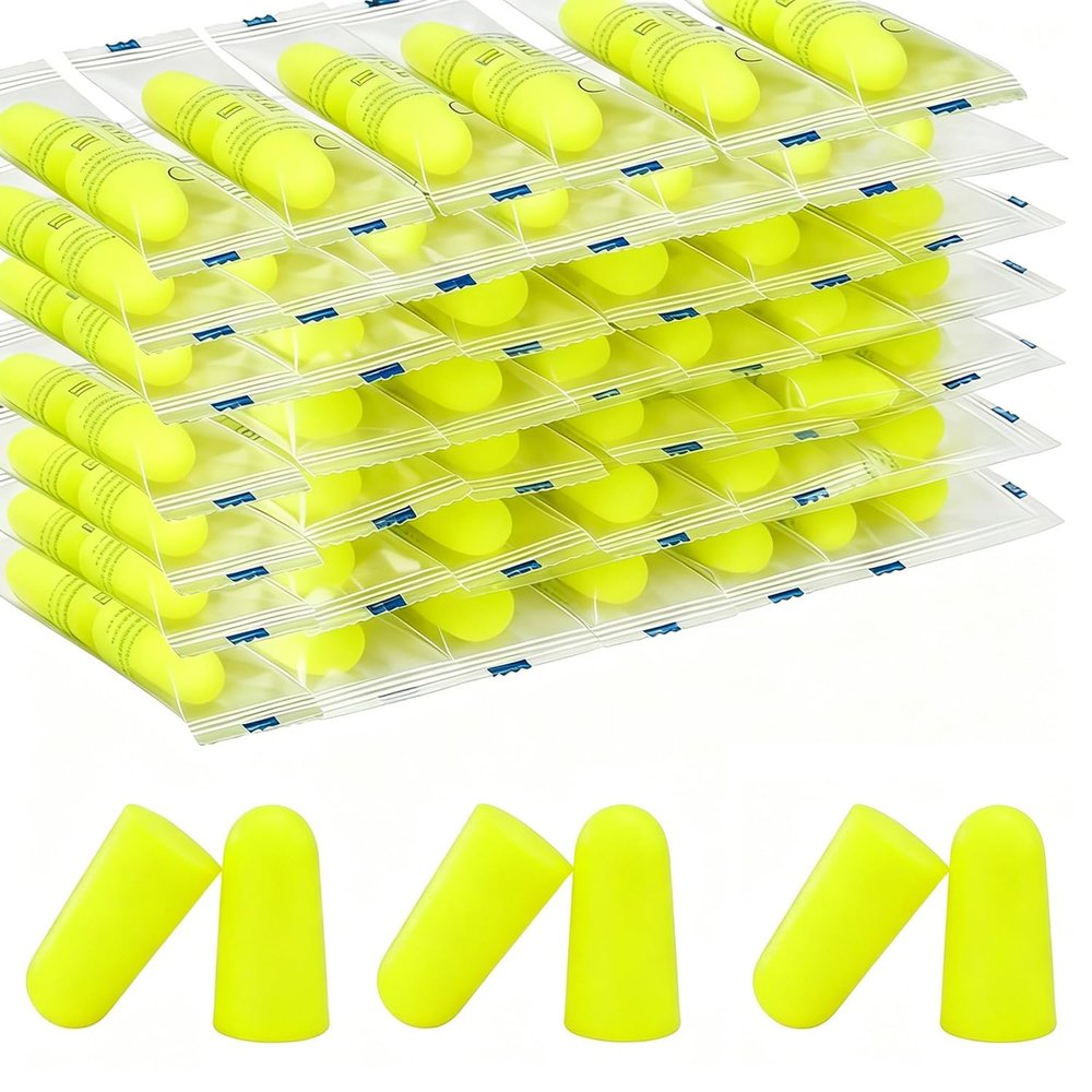 60 Pairs Foam Earplugs for Sleeping, 38 dB SNR Hearing Protection, Yellow