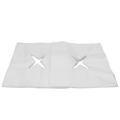 MAMJENNI Disposable Massage Face Cradle Covers with Hole, Highly Absorbent Nonwoven Fabric, Soft, Skin-Friendly, Odorless, [White] Cross-Hole Cover