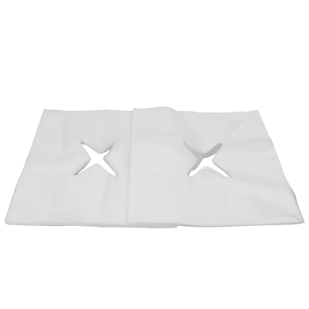 MAMJENNI Disposable Massage Face Cradle Covers with Hole, Highly Absorbent Nonwoven Fabric, Soft, Skin-Friendly, Odorless, [White] Cross-Hole Cover
