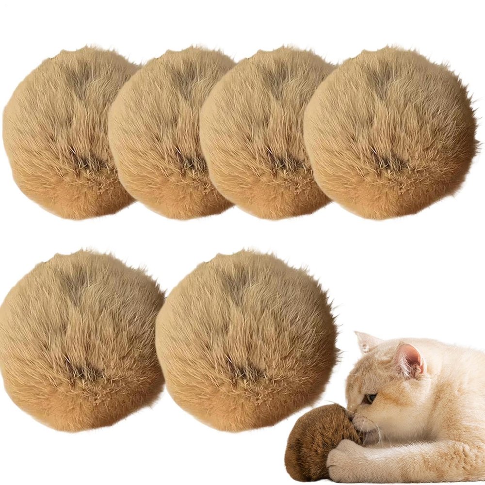 Catnip Balls for Cats, 6 Pack - Soft Plush, Washable, Interactive