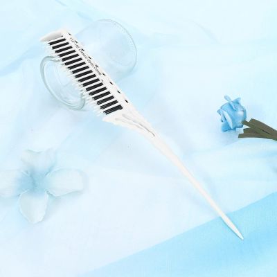 ZAICOLER 3-Row Hair Comb with Rat-Tail Pick and Non-Slip Handle, White