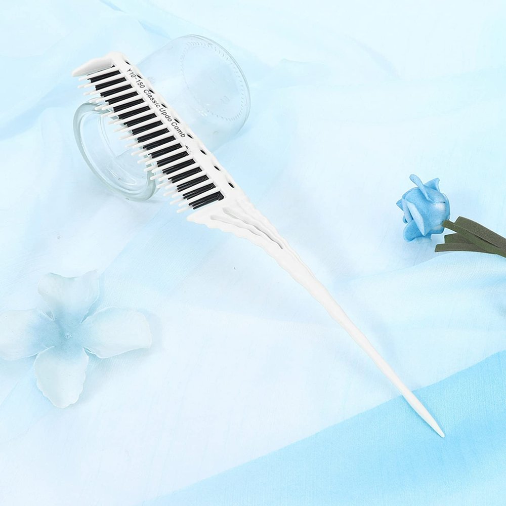 ZAICOLER 3-Row Hair Comb with Rat-Tail Pick and Non-Slip Handle, White
