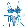 Women's Sheer Lingerie Set with Floral Lace, Burgundy view 2