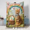 Spring and Easter Bengal Cat Blanket, 152.4 x 203.2 cm, Wool Felt view 1