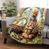 Spring and Easter Bengal Cat Blanket, 152.4 x 203.2 cm, Wool Felt view 2