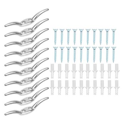 Kivivaka Stainless Steel Clip Hooks for Blinds and Curtains, Silver, 6.5 cm, 10-Pack with Screws