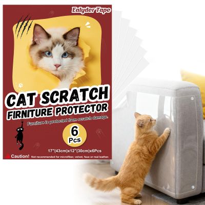 6-Piece Transparent Self-Adhesive Cat Scratch Protector for Sofas with 30 Pins