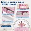 Height-Adjustable Folding Changing Table with Wheels and 2 Drawers view 2