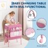 Height-Adjustable Folding Changing Table with Wheels and 2 Drawers view 3