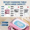 Height-Adjustable Folding Changing Table with Wheels and 2 Drawers view 4