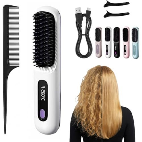 clinora The FIRST Intelligent Rechargeable Cordless Straightening Comb, 2000 mAh, White