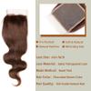 14-Inch 4x4 Chocolate Brown Brazilian Human Hair Closure, Transparent Lace, 180% Density, Free Part, Silky Body Wave view 3