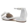 Women's Flat Bridal Shoes with Ankle Strap, Satin Pointed-Toe Wedding Pumps with Low Heel view 3