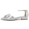 Women's Flat Bridal Shoes with Ankle Strap, Satin Pointed-Toe Wedding Pumps with Low Heel view 4