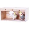 wkao Large Transparent Breeding Box for Cockatiels and Budgerigars, Pine Wood, Top Opening, Perch and Screws view 1