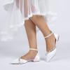 Women's Flat Bridal Shoes, Pointed Satin Wedding Shoes with Low Heel view 2