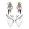 Women's Flat Bridal Shoes, Pointed Satin Wedding Shoes with Low Heel view 3
