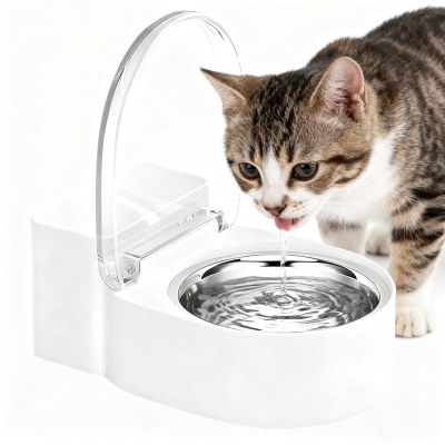 Cat Water Bowl, Toilet Shape, Elevated, Small, Fun, Automatic Flow