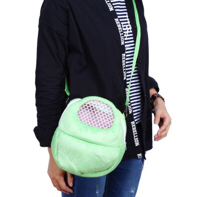 Bnineteenteam Small Pet Carrier, Soft Plush Travel Bag with Adjustable Strap, Lightweight Mesh Design for Hamsters, Hedgehogs, Chinchillas, Outdoor Travel (Green)
