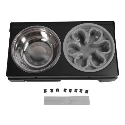 Adjustable Foldable Elevated Dog Bowl Stand with Stainless Steel Bowls