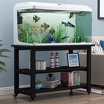 Rustic White 3-Tier Rolling Aquarium Stand for Aquariums, Reptiles & Turtles