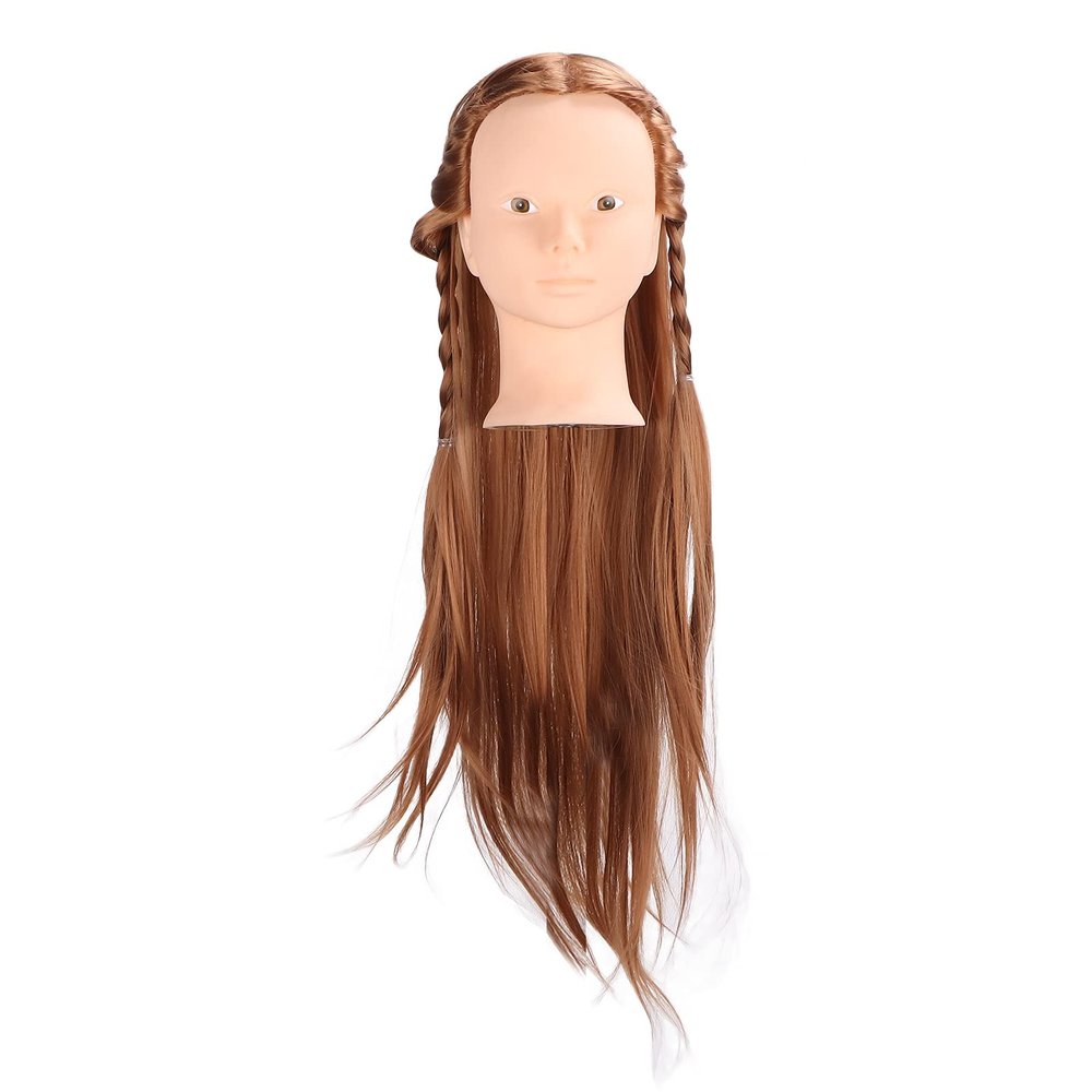 Naroote Hair Styling Mannequin Head, Full Hair Volume, for Hairdressing Training, Easy to Use, Light Brown