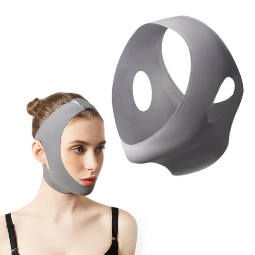 Collagen Face Sculpt Wrap, Reusable Jawline Shaper Chin Strap for Sleeping, Skin-Friendly and Breathable (Gray, S)