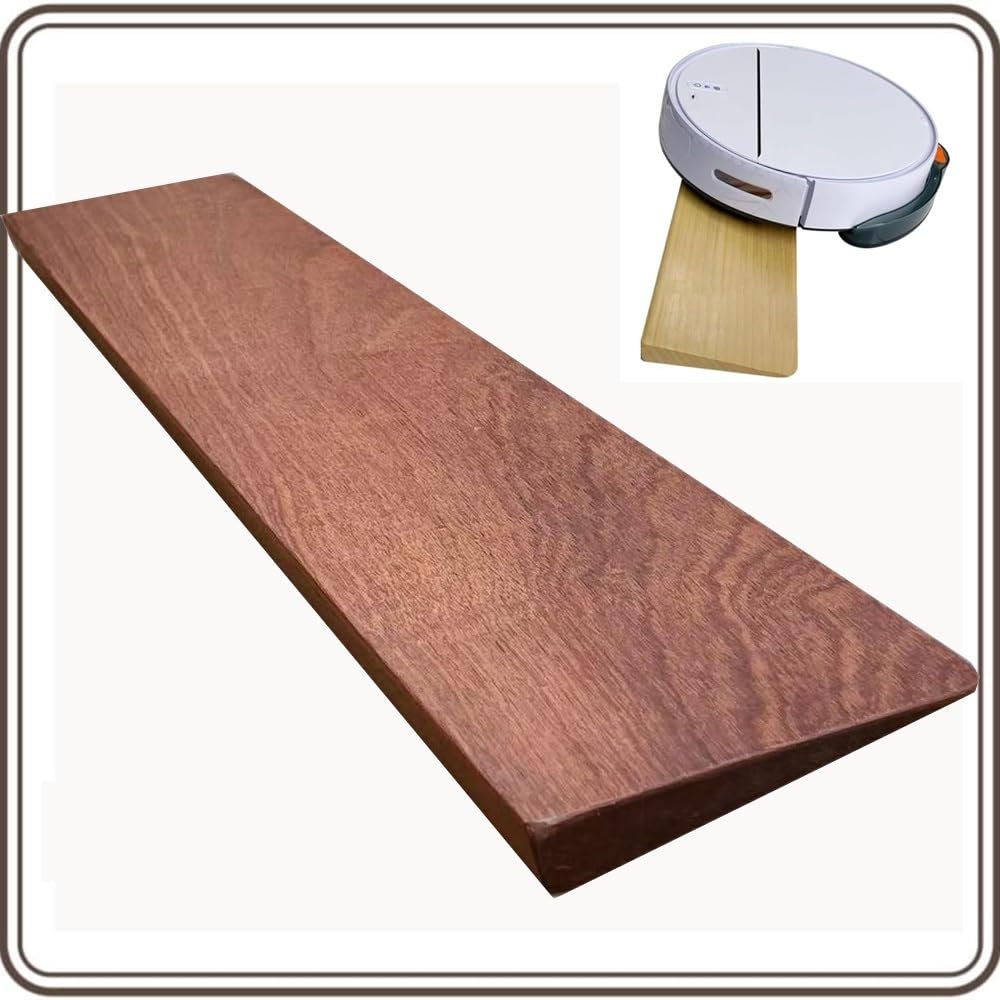 OPOLDBDMAC Low-Profile Wooden Threshold Ramp for Robot Vacuums and Wheelchairs