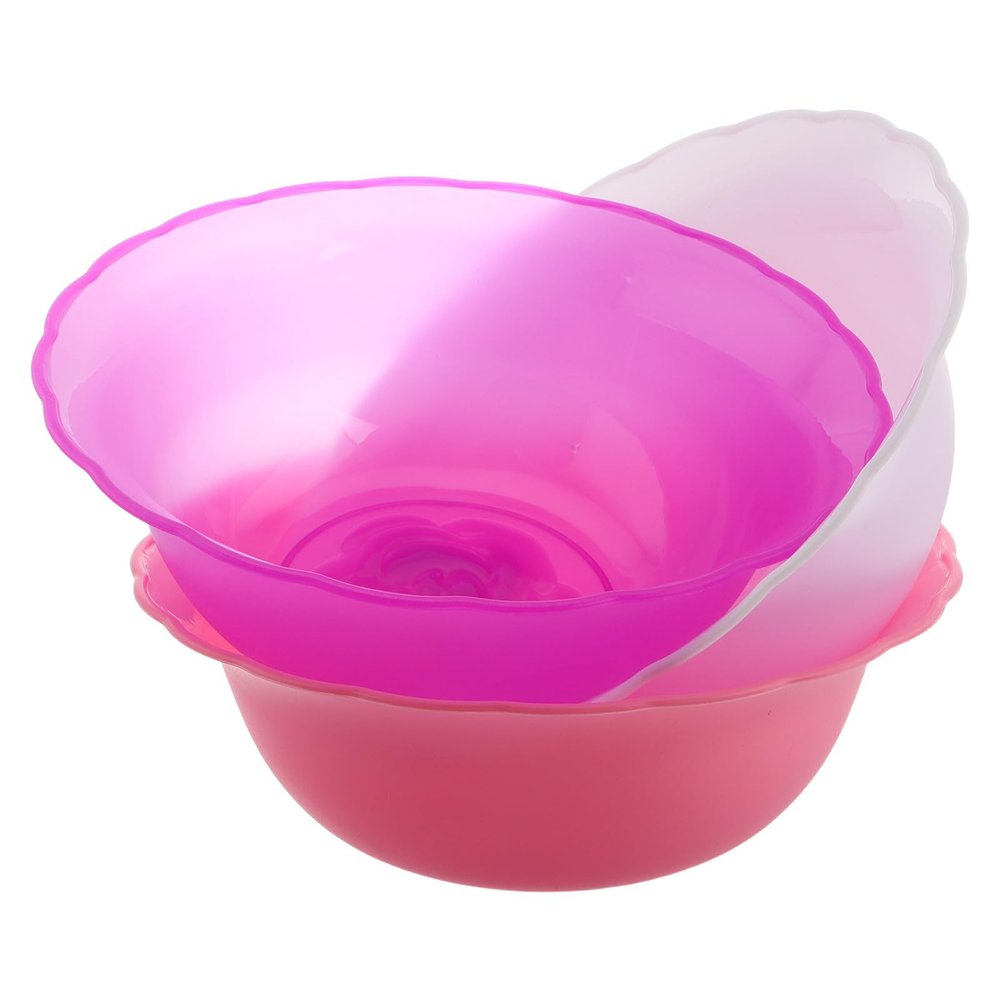 Mikikit 3-Piece Round Plastic Wash Basin, Portable for Facial and Foot Washing