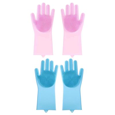 DUINIU 2 Pairs Scratch-Resistant Silicone Fleece Gloves