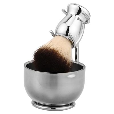 Healvian 3-Piece Shaving Brush Set with Nylon Brush, Stainless Steel Bowl and Stand for Men