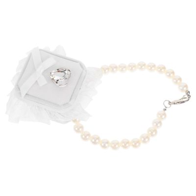 CORHAD White Polyester Dog Ring Pillow Holder with Unique Wedding Design