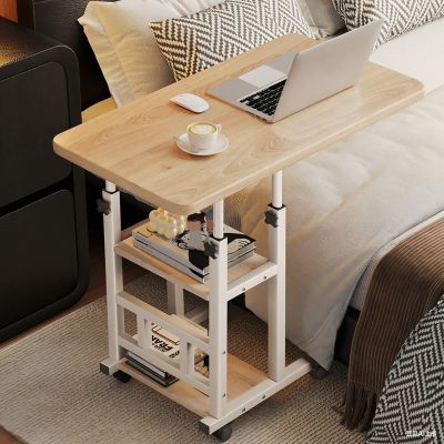 Overbed Table with Casters, Height-Adjustable Laptop Cart for Bedroom
