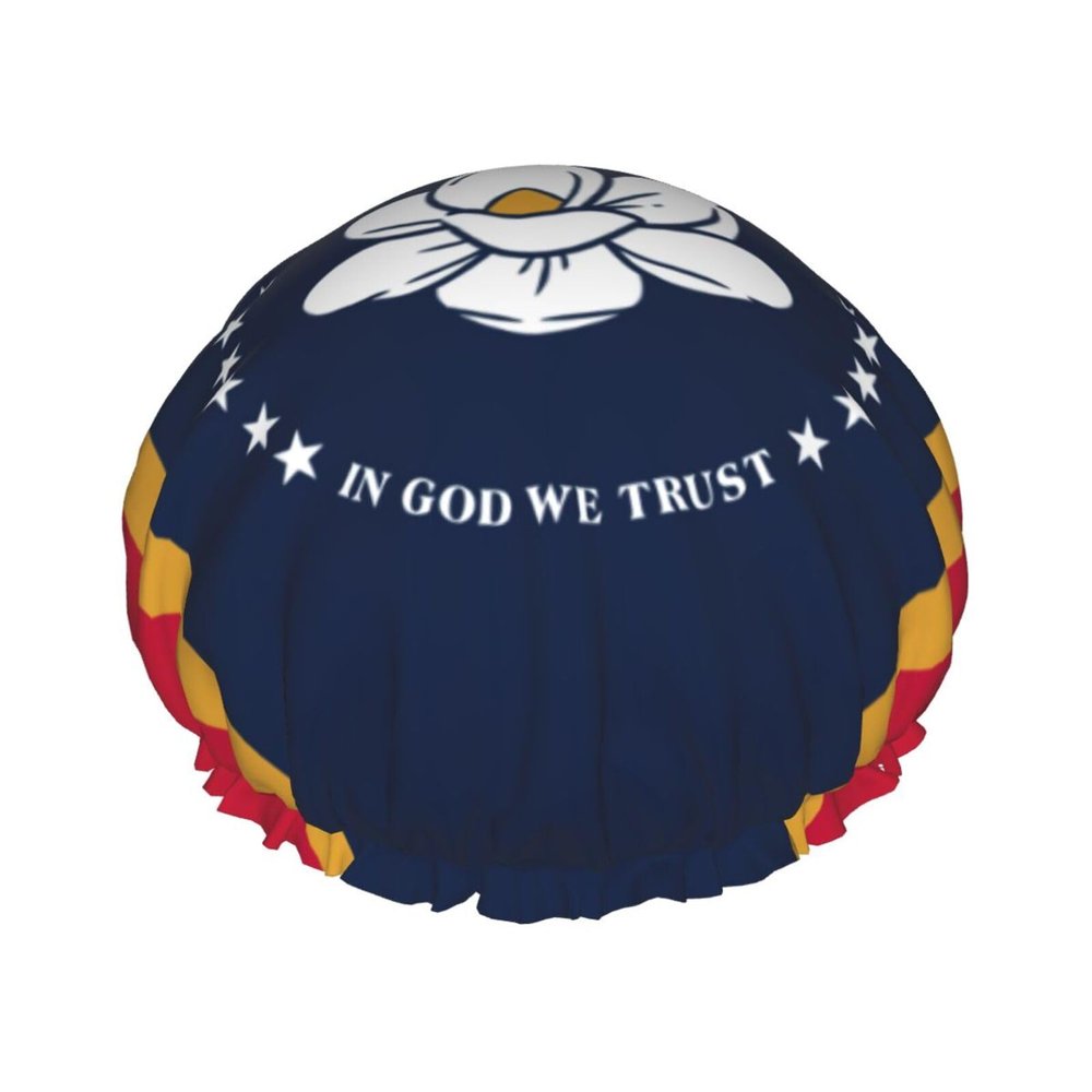 Mississippi State Flag Print Lined Shower Cap for Women