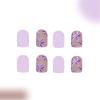 Short Square Acrylic Press-On Nails with Floral Design, Glossy Full Coverage, 24 Pieces view 3